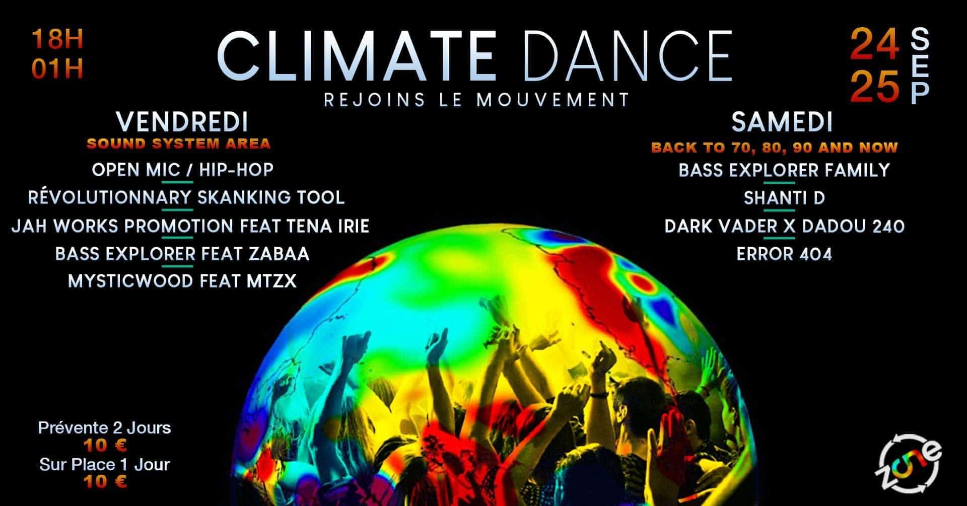 climate dance affiche du weekend festif organisé au Teil à l'association zone 5
